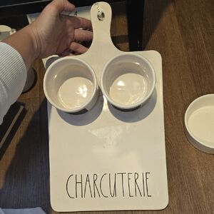 Rae Dunn White Charcuterie Board with Bowls